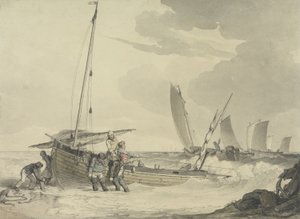 Fisherman putting out to Sea, ca 1810 (wc med penna och bläck på papper) av John Augustus Atkinson