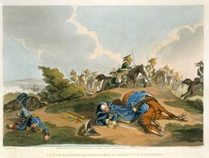 Prins Blucher under sin häst vid slaget vid Waterloo, graverad av Matthew Dubourg (fl.1813-20) från "Historic, Military and Naval Anecdotes", utgiven av Edward Orme (1774-c.1820) 1815 (akvatint) av John Augustus Atkinson