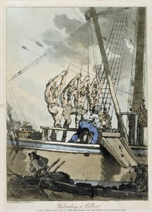 Lossning av kol från en last- och ångbåt av John Augustus Atkinson