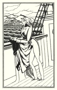 Illustration för Don Juan av Lord Byron: "Adieu, Adieu! My native shore" (litho)