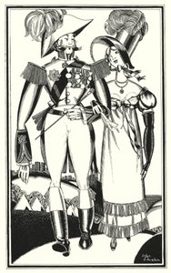 Illustration för Don Juan av Lord Byron: Medaljer, rang, band, spets, broderi, röd (litho) av John Austen