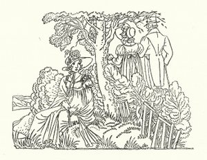 Illustration för Persuasian av Jane Austen (färg litho) av John Austen