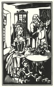 Illustration för Tristram Shandy av Laurence Sterne (litho) av John Austen
