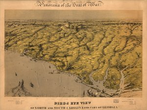 Fågelperspektiv över North och South Carolina och en del av Georgia. LOC 99447447