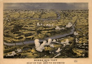 Fågelperspektiv över krigsskådeplatsen runt Richmond med slaget vid Chickahominy River, 29 juni 1862 LOC 99448489