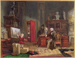 David Roberts (1796-1864) och hans barnbarn i hans ateljé, ca 1866