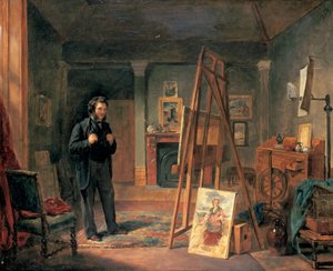 Porträtt av Thomas Faed i hans studio, 1800-talet