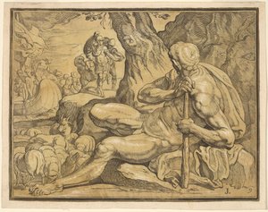 Ulysses och Polyphemus av John Baptist Jackson, after Francesco Primaticcio