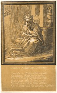 Kvinna som mediterar av John Baptist Jackson, after Parmigianino