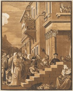 Presentation av jungfrun i templet (mittpanelen) av John Baptist Jackson after Titian