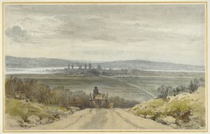 Vy över Oxford från Shotover Hill i översvämningstid, när vattnet var ute, 10 januari 1791 (wc över penna på papper)