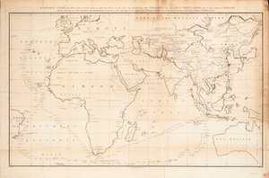 Ett allmänt diagram på Mercators projektion för att visa "Lion" och "Hindostans" färd från England till Pekinbukten i Kina och deras återfärd till England av John Barrow