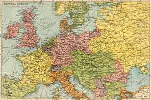 Karta över Centraleuropa, c1914.