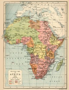 Politisk karta över Afrika, 1914, 1920.