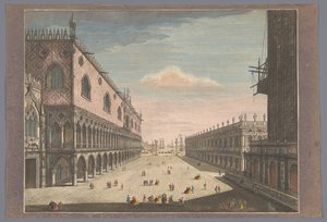 Utsikt över San Marco Square i Venedig En vy av lilla Markusplatsen i Venedig till havet (titel på objektet)