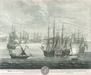 Vy över Bombay (Indien), tillägnad direktören för British East India Company. Gravyr av John Bowles () av John Bowles