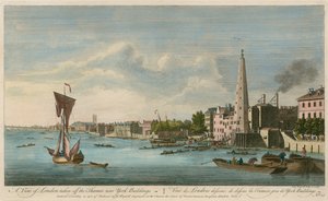 En vy av London taget av Themsen nära York Buildings av John Boydell