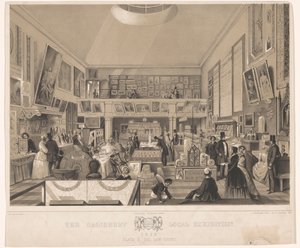 Interieur van de Law Court under de Salisbury Local Exhibition, 1852 The Salisbury Local Exhibition 1852. Skylt II, lagdomstolen (titel på föremålet) av John Brandard