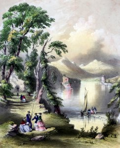 Lake of Killarney med ruinerna av Innisfallen Abbey, Irland, 1800-talet.