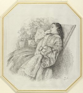 Georgina Hannay, 1859 (penna och svart bläck på vitt papper) av John Brett