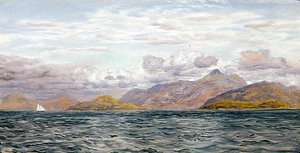 Lock Linnhe, nära Oban, Skottland (olja på duk) av John Brett