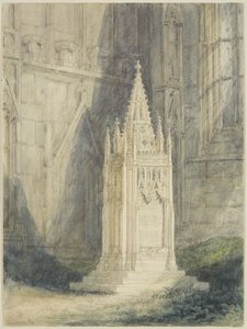 Design för Chatterton Cenotaph i St Mary Redcliffe Church (akvarell och kroppsfärg över penna, med krita och utskrapa, på papper)