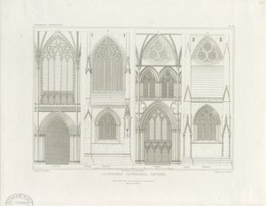 Interiör av Lichfield Cathedral - långhus och kör: gravyr, nd [c 1819] (tryck)