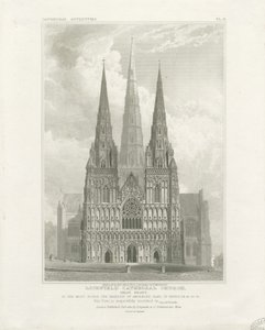 Lichfield Cathedral - West Front: gravyr, nd [c 1820]