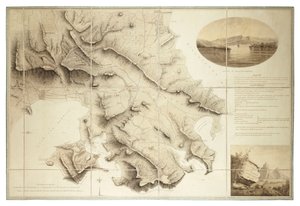 Plan över omgivningarna kring English Harbour, Antigua, ca 1782 (Bläck och lavering, segmenterad och med baksida)