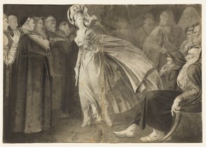 Kvinna som står bland munkbröderna recto, ca. 1770-1775.