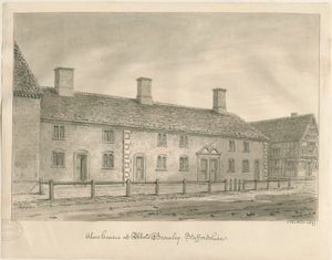 Abbots Bromley Almshouses: sepiateckning av John Buckler