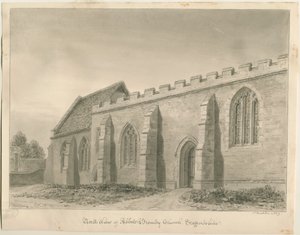 Abbots Bromley Church: sepiateckning av John Buckler