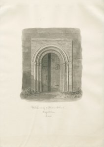 Alrewas Church - West Doorway: sepiateckning av John Buckler