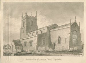 Alstonfield Church: sepiateckning, 1839 av John Buckler