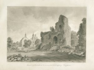 Alton Castle och "New Conventual School": sepiateckning, 1847 av John Buckler