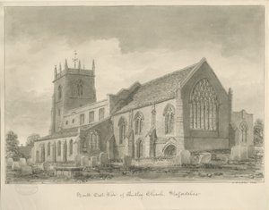 Audley Church: sepiateckning, 1840 av John Buckler