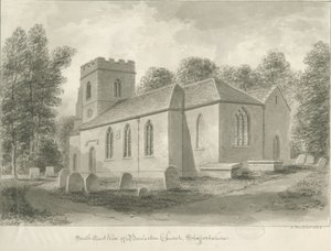 Barlaston Church: sepiateckning, 1844 av John Buckler