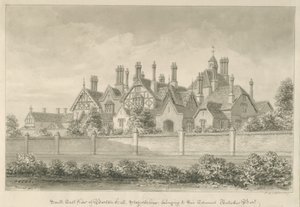 Barton under Needwood - "Barton Hall": sepiateckning, 1839