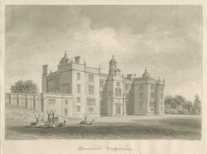 Beaudesert Hall and Park: sepiateckning av John Buckler