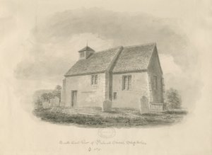 Bednalls kyrka: sepiateckning, 1841 av John Buckler