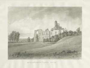 Biddulph Hall (gammal): sepiateckning av John Buckler