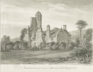 Biddulph Hall (gammal): sepiateckning av John Buckler