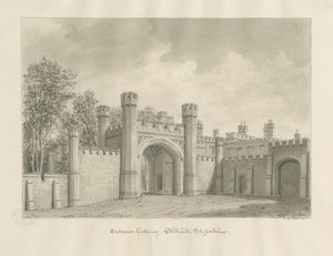 Blithfield Hall: sepiateckning av John Buckler