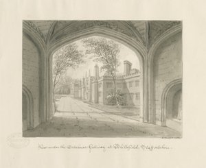Blithfield Hall: sepiateckning av John Buckler