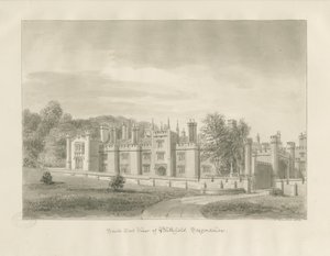 Blithfield Hall: sepiateckning, 1823 av John Buckler