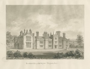Blithfield Hall: sepiateckning, 1823 av John Buckler