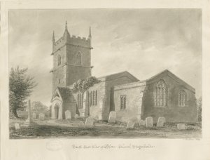 Blore Church: sepiateckning, 1839 av John Buckler