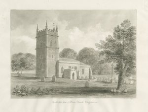 Blore Church: sepiateckning, 1847 av John Buckler