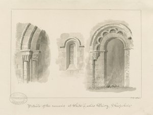 Brewood - Whiteladies Priory (Ruin): sepiateckning av John Buckler