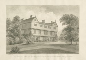 Broughton Hall: sepiateckning, 1848 av John Buckler